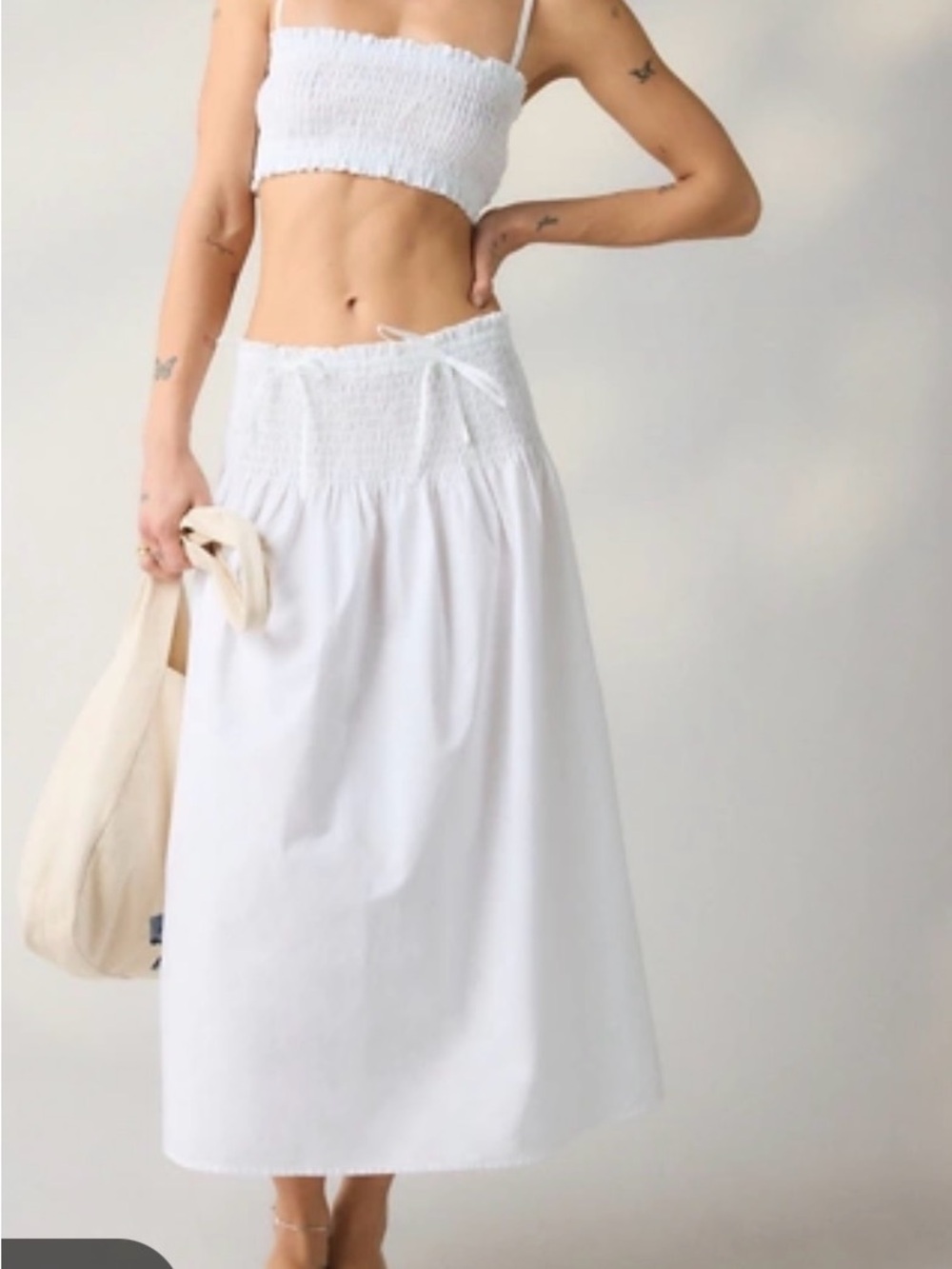 Urban Outfitters White Smocked Maxi Skirt